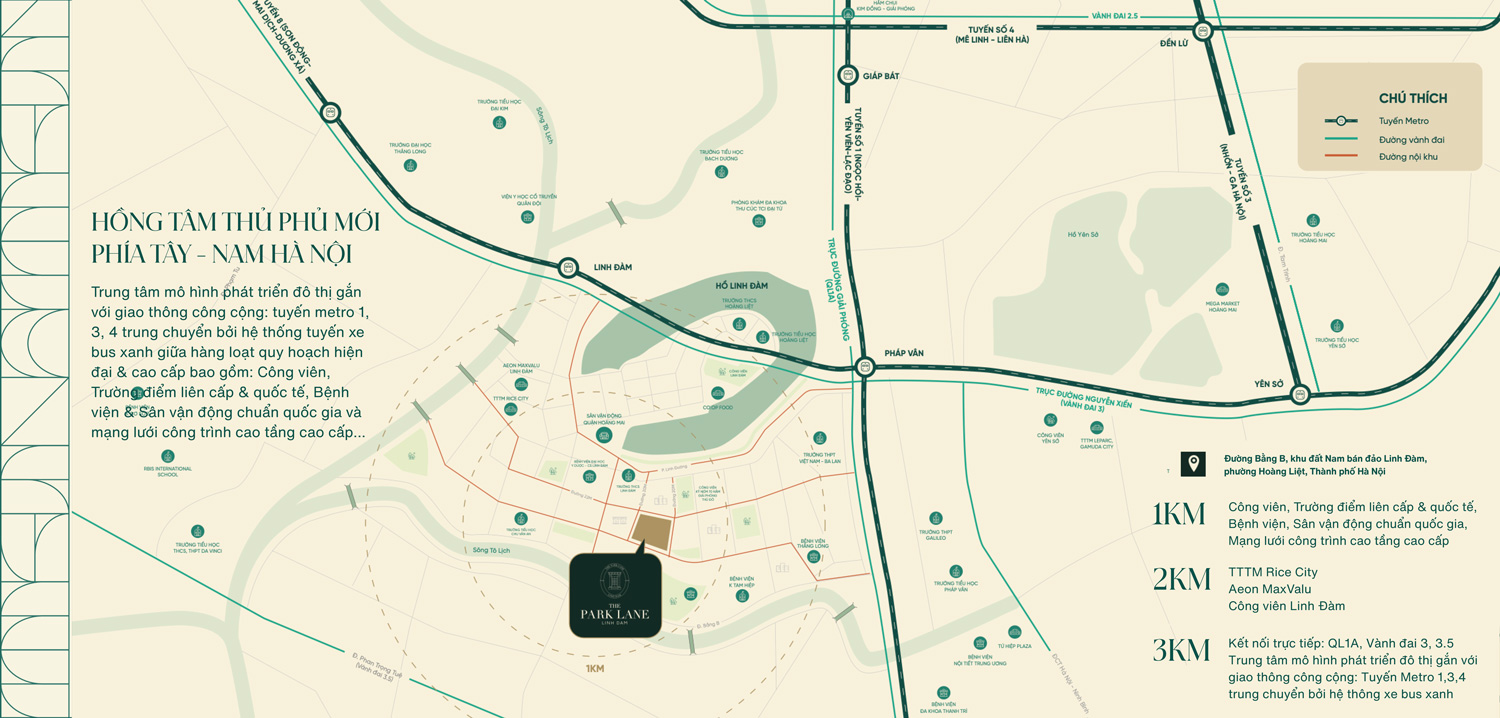 VỊ TRÍ ĐỊA LÝ DỰ ÁN The Park Lane Linh Đàm